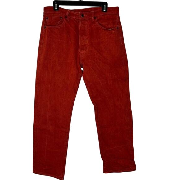 Levi’s 501XX Men’s Red Denim Jeans Straight Leg Button Fly 34 x 30 Vintage Style - Picture 1 of 7